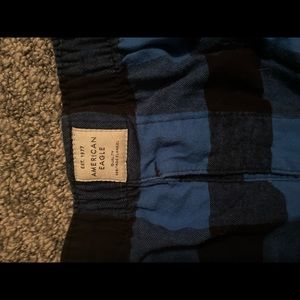 American eagle brand, xl, blue and black plaid womens boxer shorts